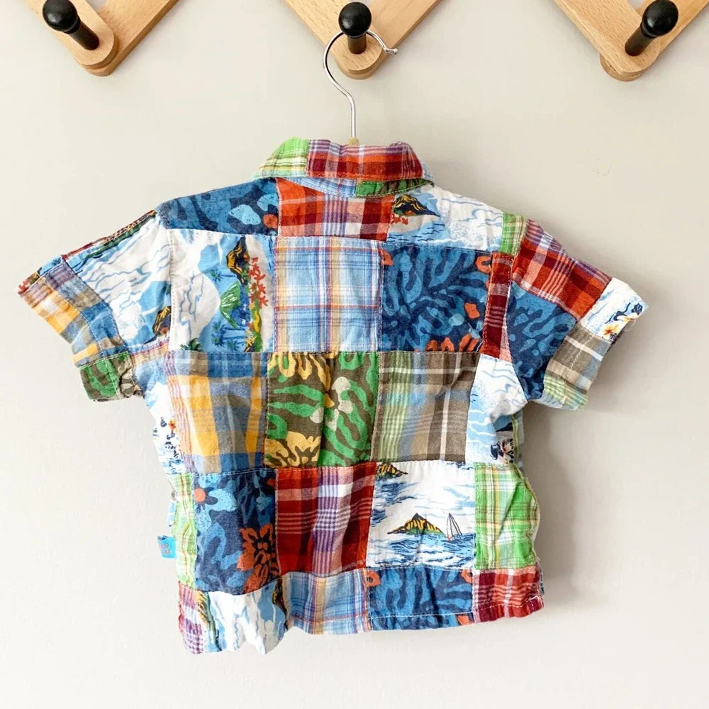 Vintage TCP Hawaiian Patchwork Madras Shirt | 3-6 Mos - Picture 3 of 4
